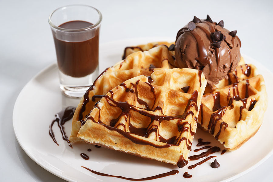 Olive Oil Waffles with Dark Chocolate Sauce
&ndash; Il Fusti
