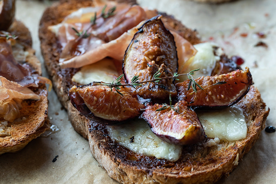 Roasted Fig and Goat Cheese Toast with Il Fusti Blood Orange Olive Oil