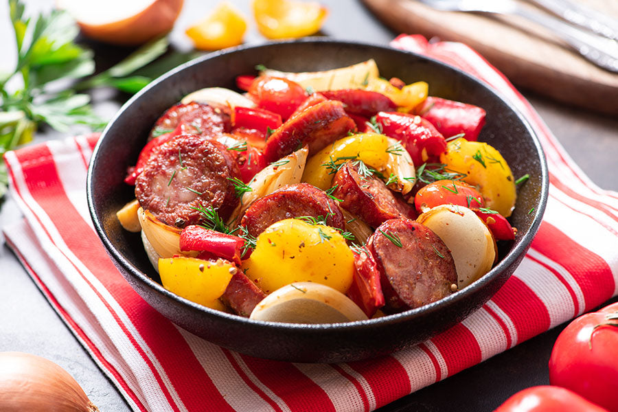 Italian American Basil Sausage and Peppers