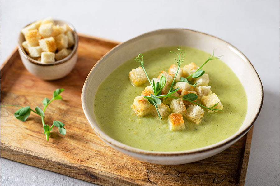 Pea, Mint, and Green Onion Olive Oil Soup