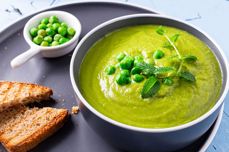 Peas, Mint, and Spring Onion Olive Oil Soup